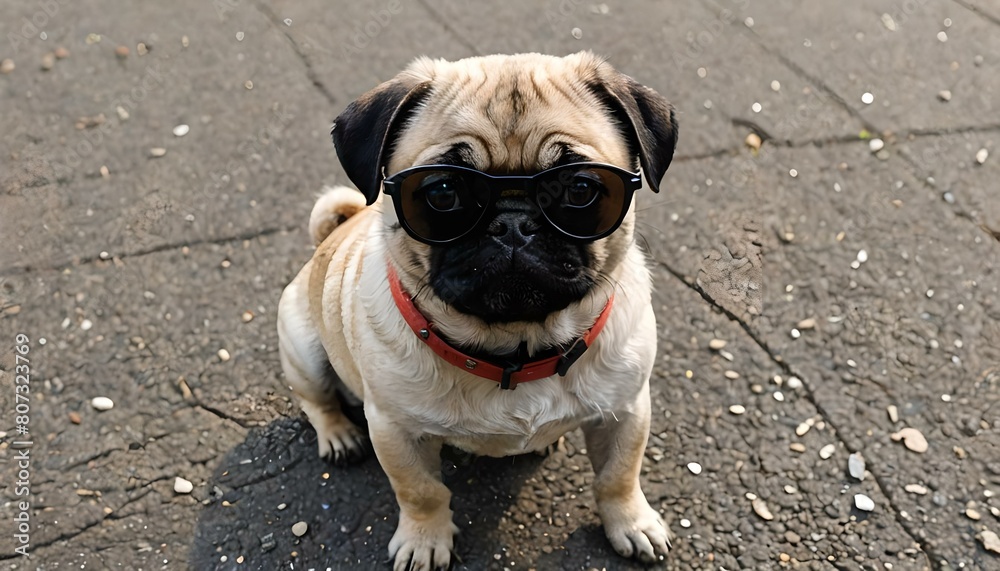 A little pug in sunglasses