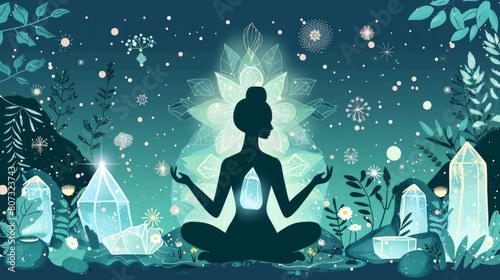 Meditative Silhouette with Crystals and Botanicals