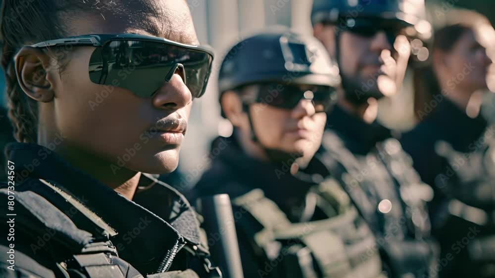 A group of private security agents working side by side with public security personnel to provide a stronger presence and increased protection for the community. . A group of private security agents working side by side with public security personnel to provide a stronger presence and increased protection for the community. .