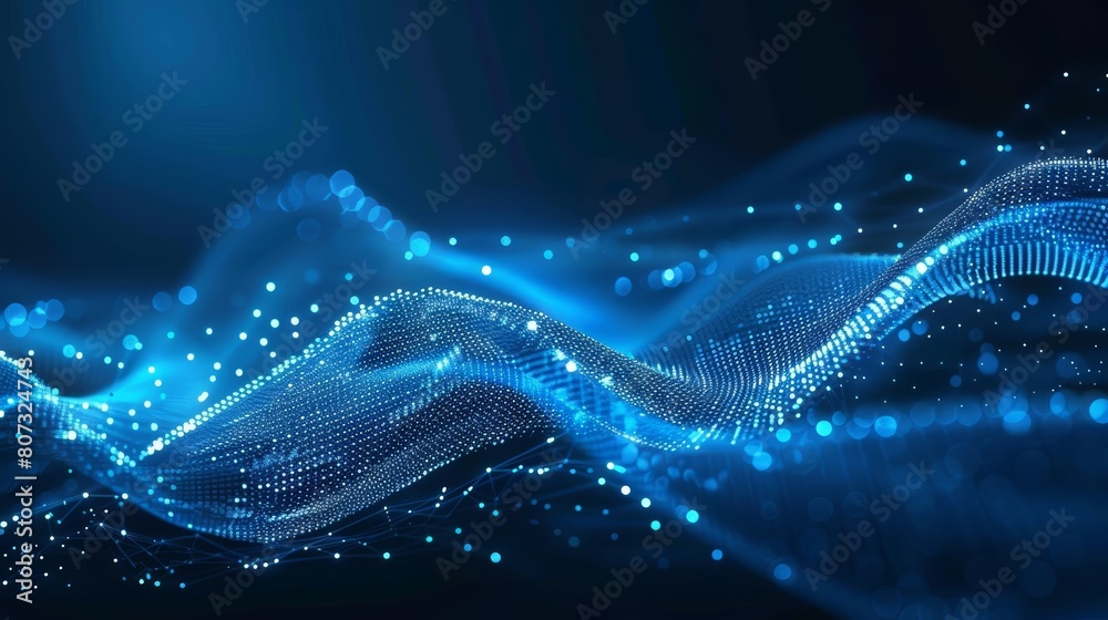 Abstract digital blue wave background with glowing dots and lines for technology Abstract digital blue wave background with glowing dots and lines for technology