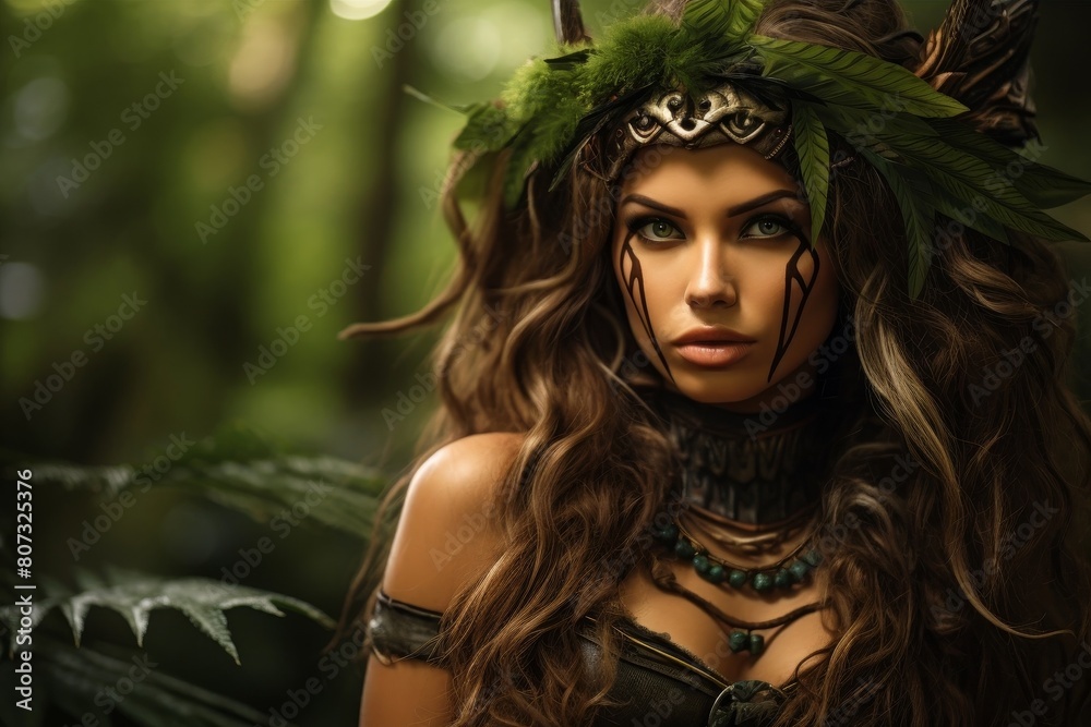 Mysterious woman in the jungle