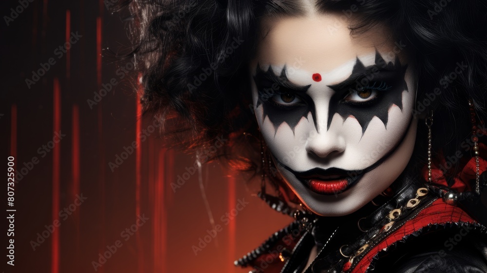 Dramatic portrait of a woman with gothic makeup