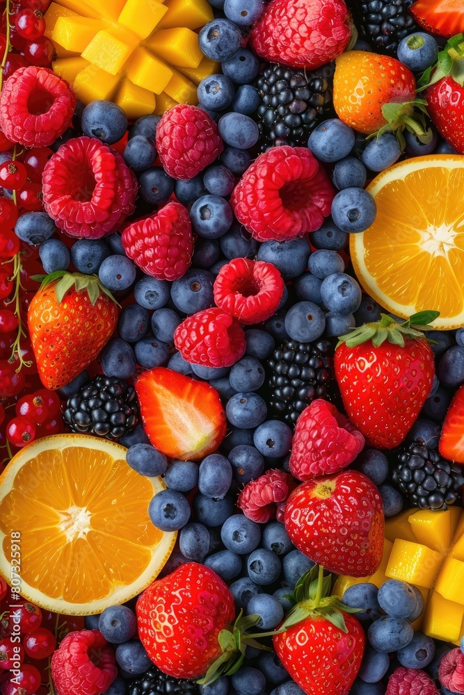 fruits and berries top view fruits and berries top view