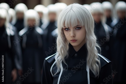 Wallpaper Mural Mysterious woman with white hair in a crowd Torontodigital.ca