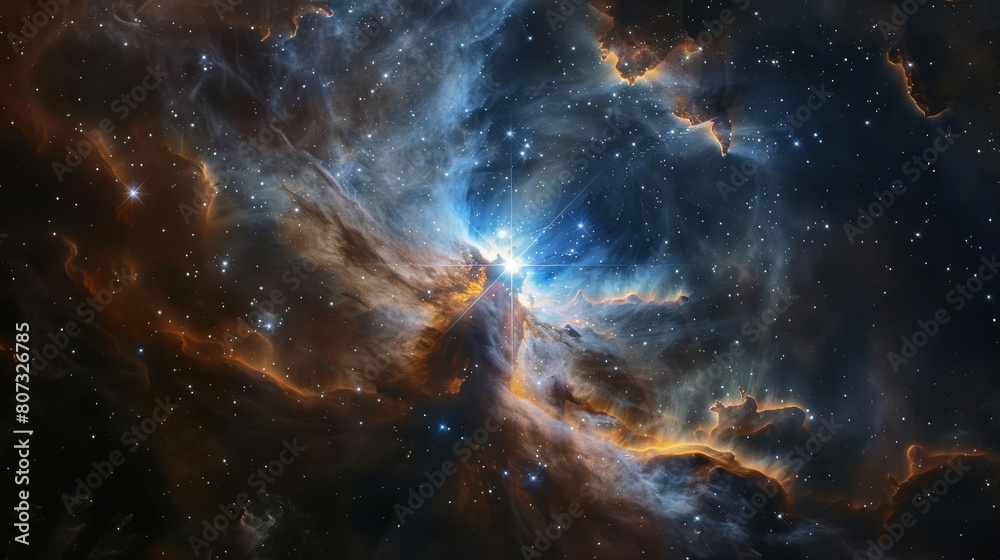 Fototapeta premium Realistic shot of an aweinspiring view of the nebula in deep space