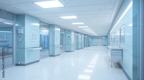 Bright and modern hospital corridor