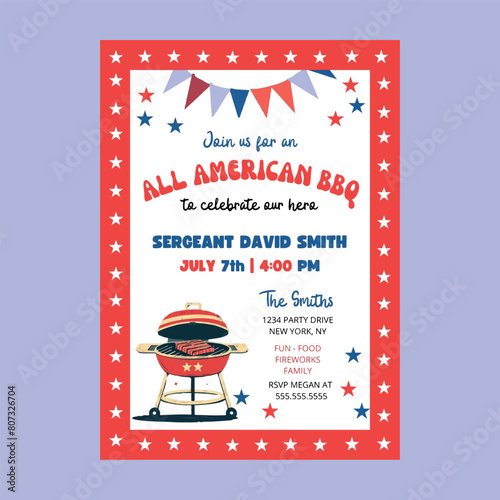 All American BBQ Party Invitation
