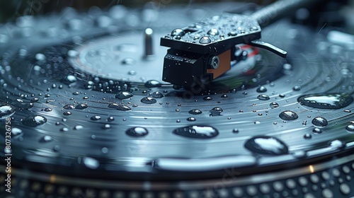 White background with drops on a turntable photo