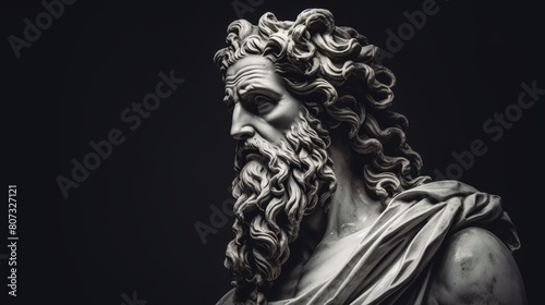 Dramatic ancient greek statue portrait