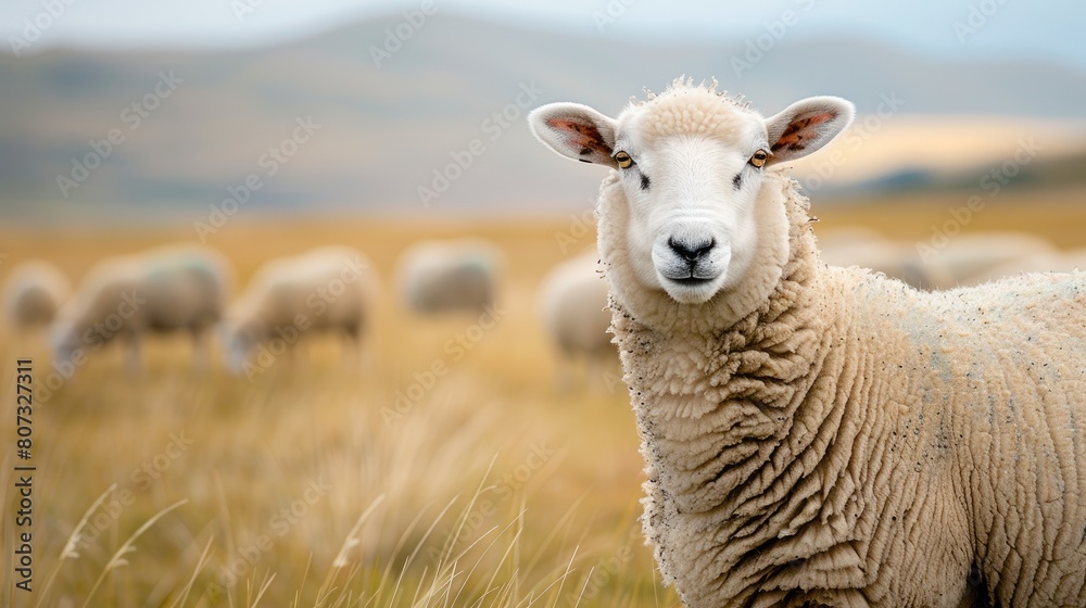 Fototapeta premium close up of a sheep in the field