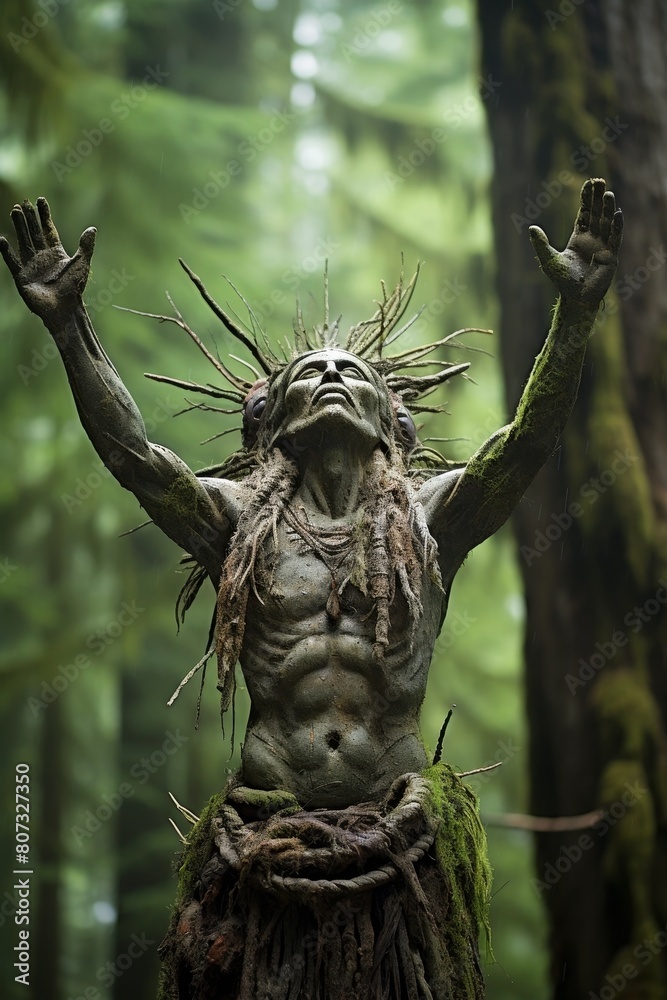 Fototapeta premium Mysterious forest spirit with outstretched arms