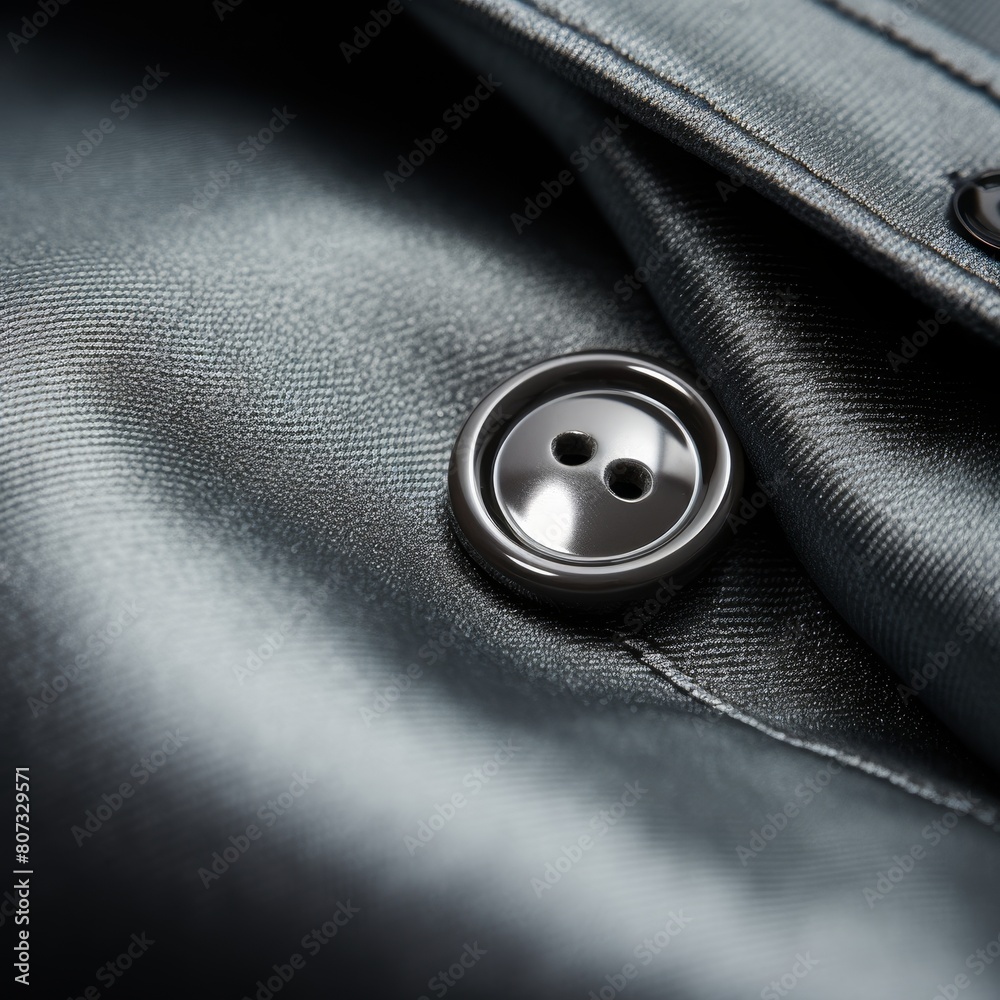 close-up of a metal button on a black fabric close-up of a metal button on a black fabric
