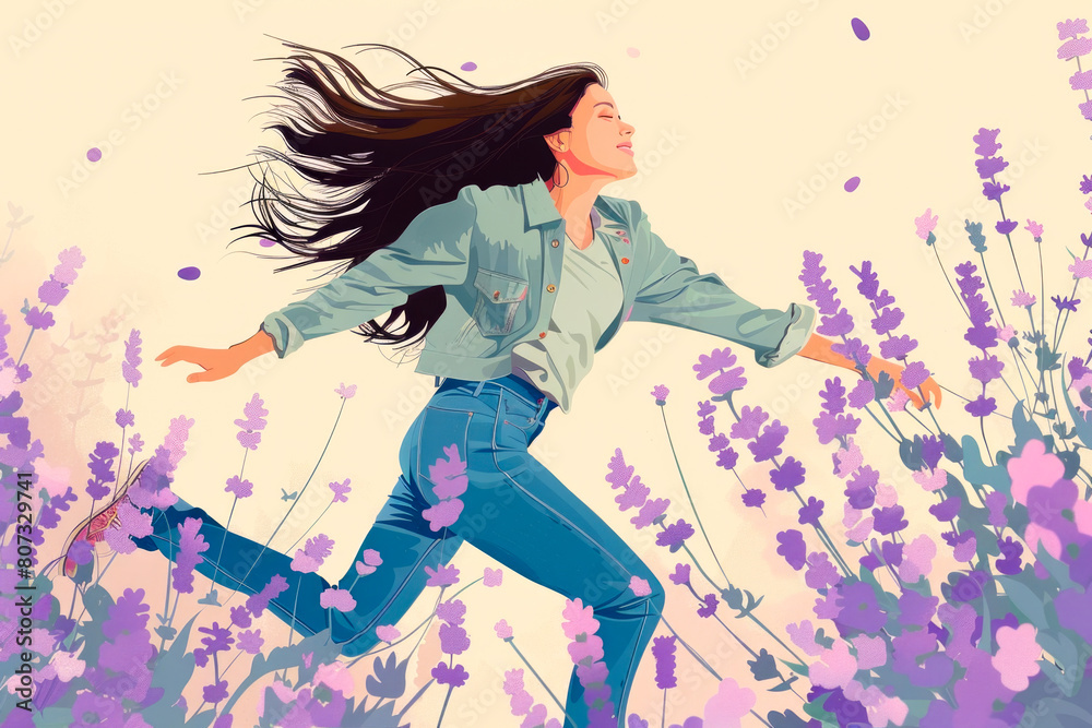An invigorating scene of a young woman jogging, embodying the concept of an active and healthy lifestyle as she enjoys a refreshing run. An invigorating scene of a young woman jogging, embodying the concept of an active and healthy lifestyle as she enjoys a refreshing run.