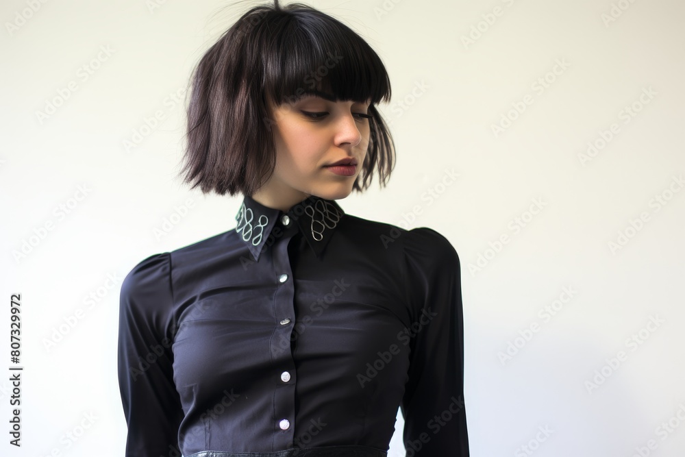 Portrait of a young woman with short dark hair Portrait of a young woman with short dark hair