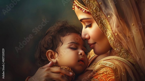 A Mother's Love: Tinga Tinga meets Jessie Wilcox Smith Watercolor Illustration  photo