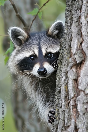 happy raccoon close up selective focus