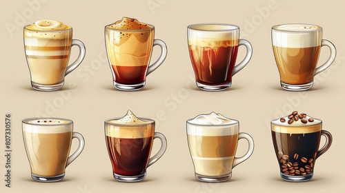 Design elements for a coffee cup in modern format.