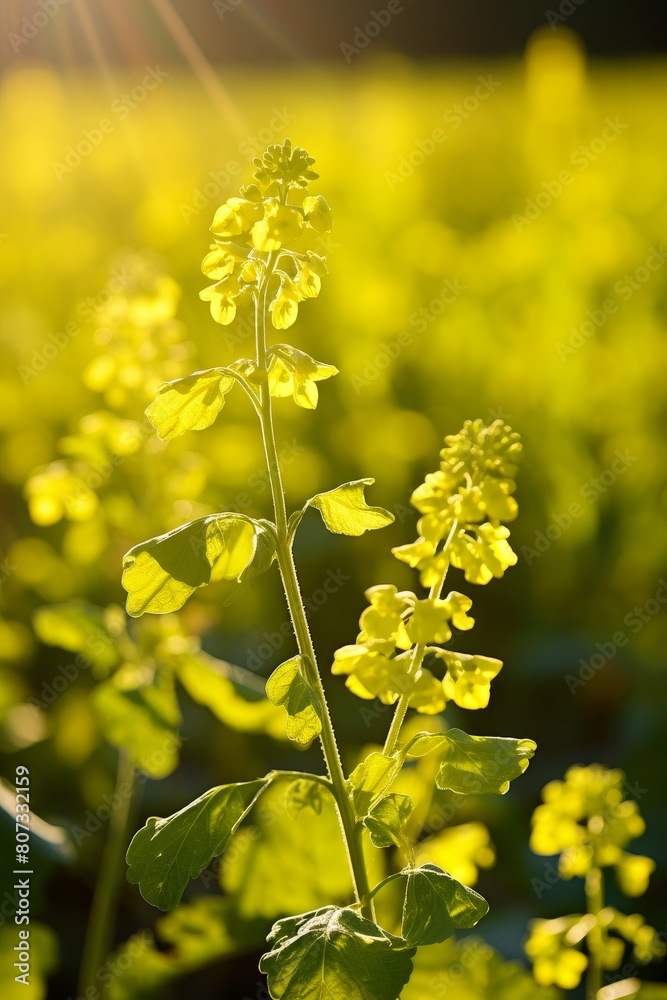 Fototapeta premium Vibrant yellow wildflowers in a field