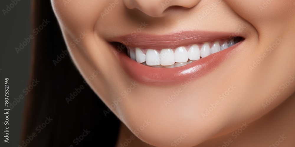close-up of a smiling woman's mouth with perfect white teeth close-up of a smiling woman's mouth with perfect white teeth