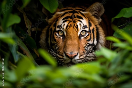close-up of a tiger in the jungle