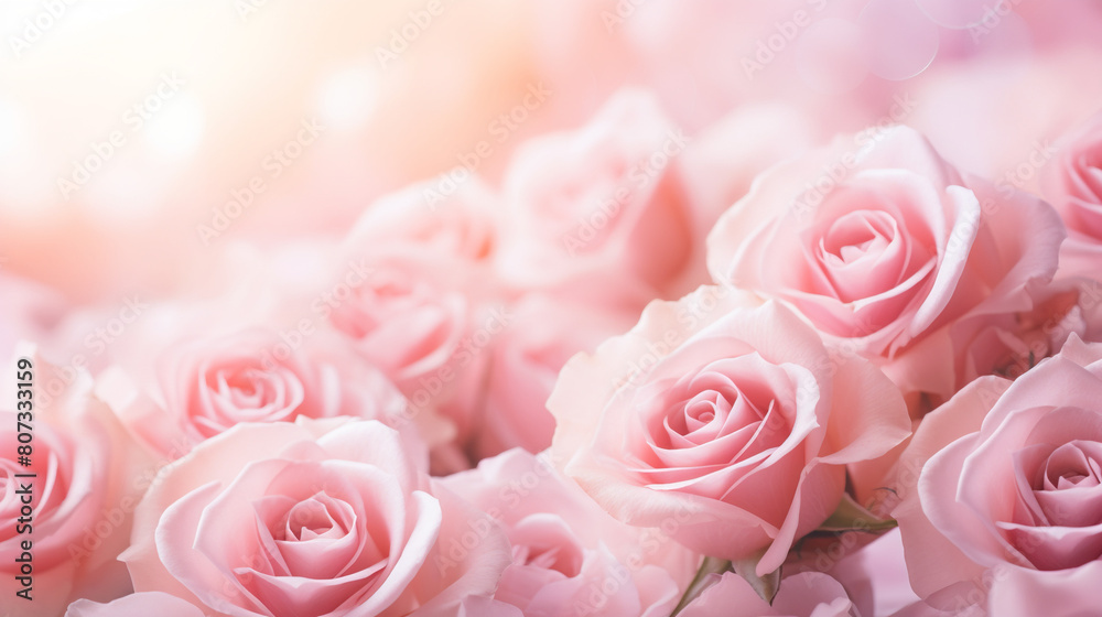 A beautiful background featuring delicate pink roses in full bloom A beautiful background featuring delicate pink roses in full bloom