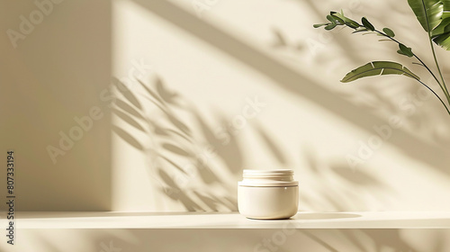 a promo banner advertising a face cream in the aesthetics of lightness and naturalness in the style of minimalism with an empty space for text on the side