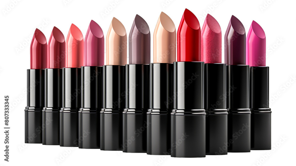 Obraz premium Lipsticks isolated on transparent png background. Generative ai