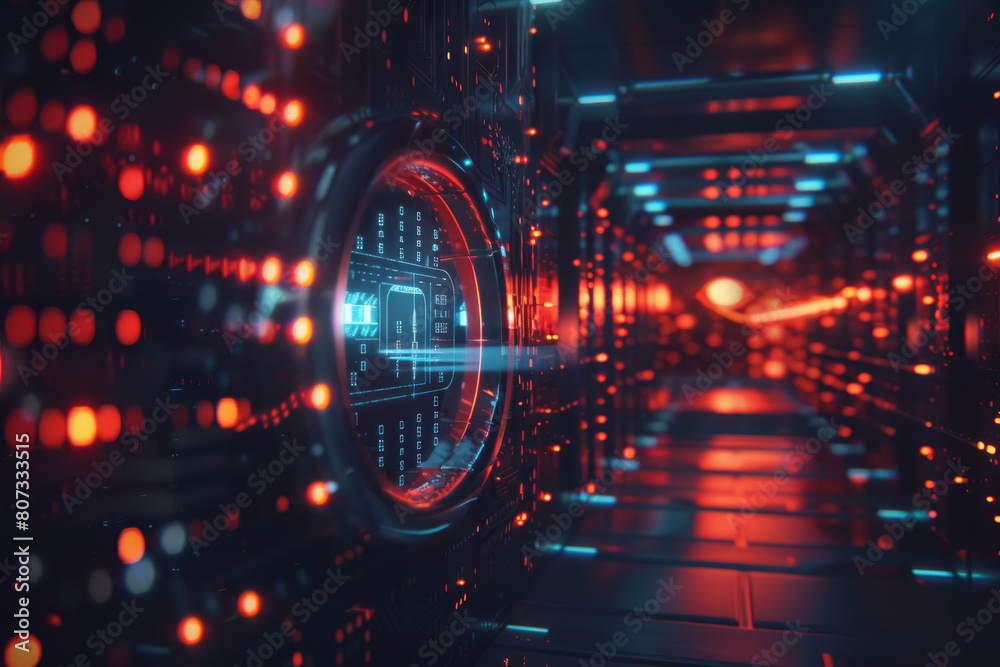 Fototapeta premium Data Encryption in IoT, Secure Cloud Tunnel Concept