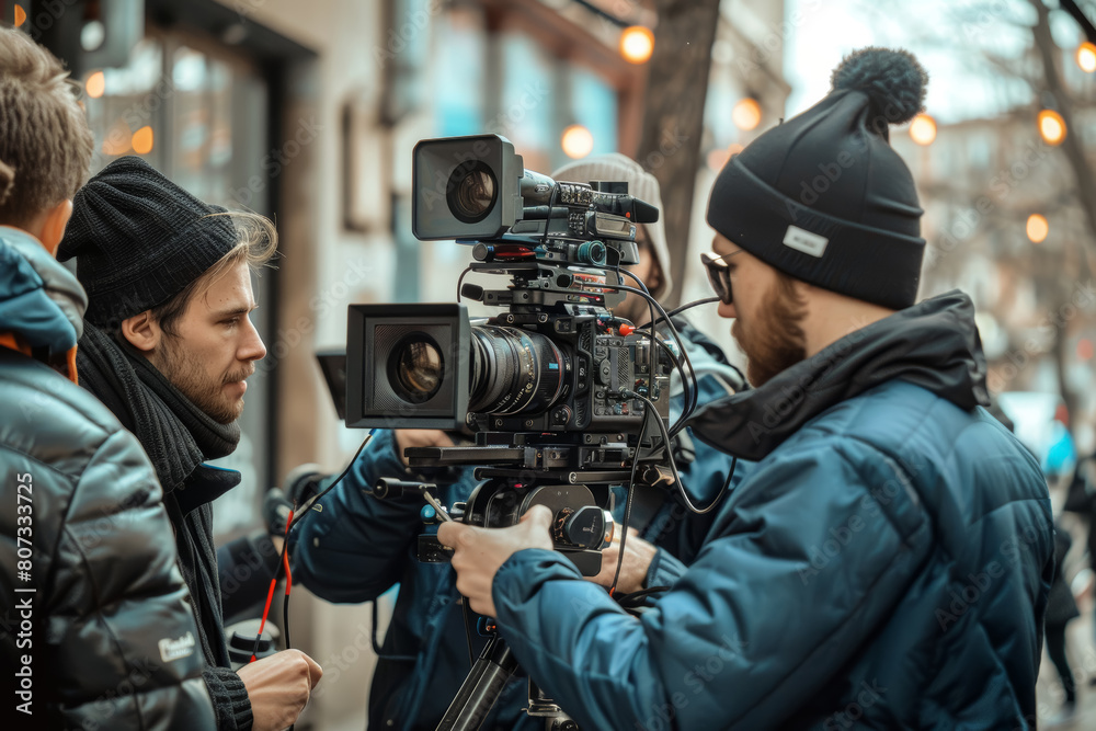 Indie Film Crew Filming Scene On Set Indie Film Crew Filming Scene On Set