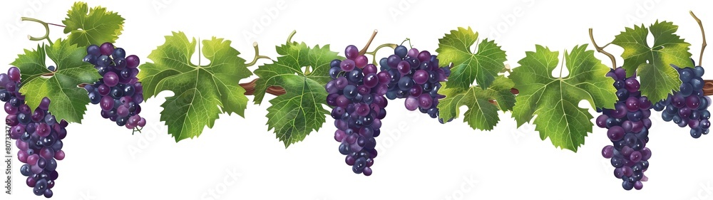 array of fresh grape border frame on white background array of fresh grape border frame on white background