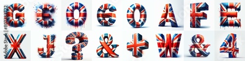 3D watercolor lettering in UK flag colors. AI generated illustration