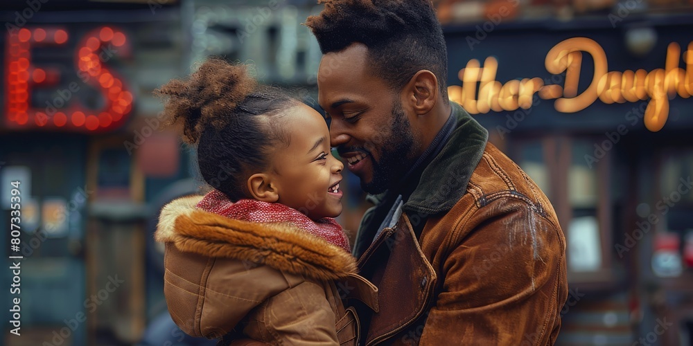 Obraz premium Man Holding Little Girl in Arms