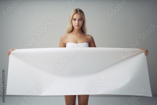 Woman with Blank Banner