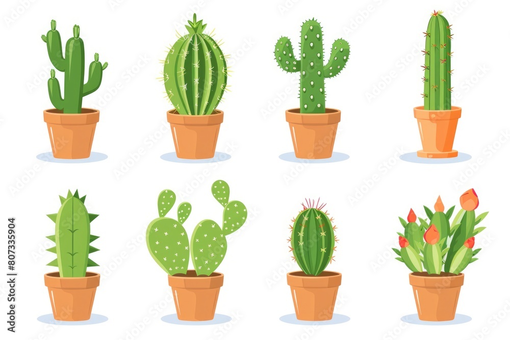 Various cactus plants in pots, perfect for home decor Various cactus plants in pots, perfect for home decor