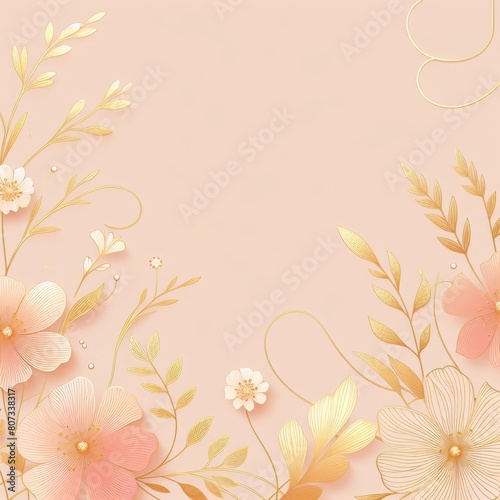 fondo de flores con detalles dorados