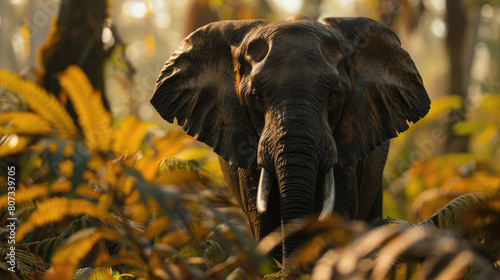 Mother Elephant and Baby Walking Through Water