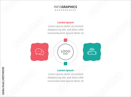 Two infographics element. Vector illustration. Vector business template for presentation. Timeline with 2 option. Vector Infographic label design template with icons and 2 options or steps.