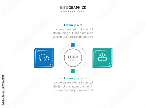 Two infographics element. Vector illustration. Vector business template for presentation. Timeline with 2 option. Vector Infographic label design template with icons and 2 options or steps.