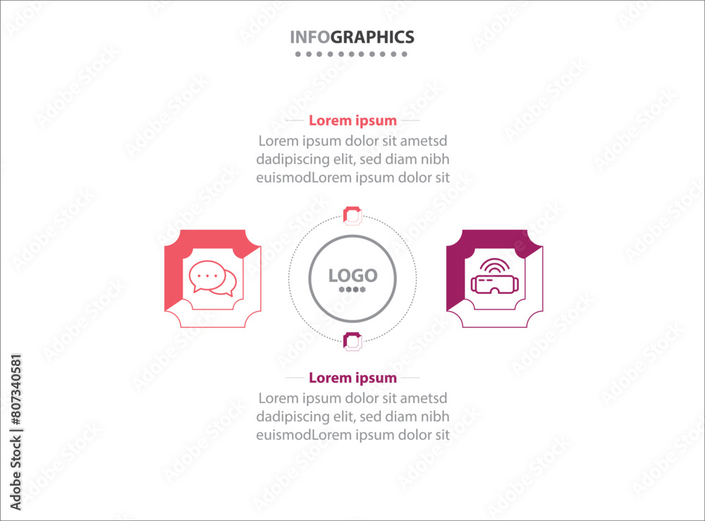 Two infographics element. Vector illustration. Vector business template for presentation. Timeline with 2 option. Vector Infographic label design template with icons and 2 options or steps. Two infographics element. Vector illustration. Vector business template for presentation. Timeline with 2 option. Vector Infographic label design template with icons and 2 options or steps.