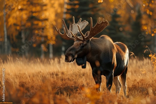 Majestic Moose Standing on a Dry Grass Field