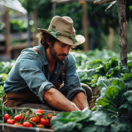 A chef harvesting fresh veg...