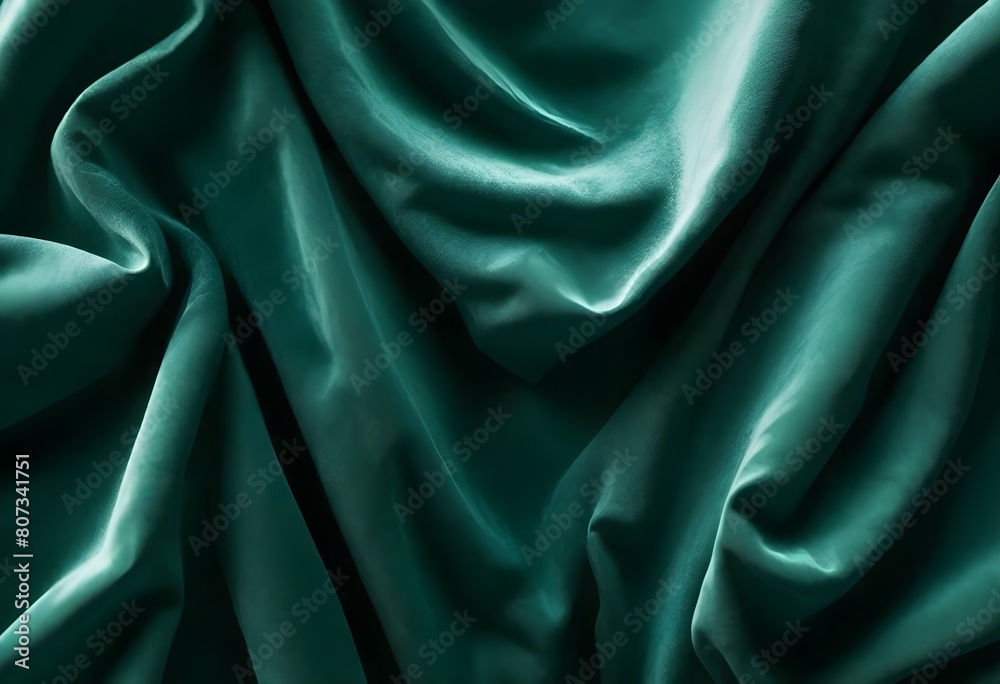 Fototapeta premium Closeup of crumpled green velvet background