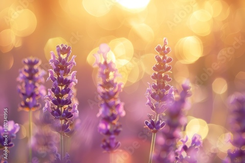 Detailed view of a cluster of lavender flowers in bloom, showcasing the vibrant purple petals and delicate stems in close proximity