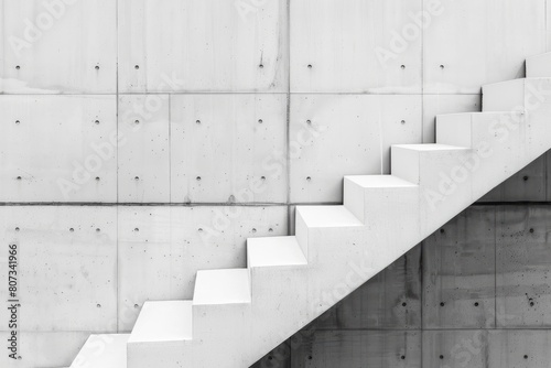 Closeup of a black and white concrete staircase on a modern apartment building with clean lines and sharp angles