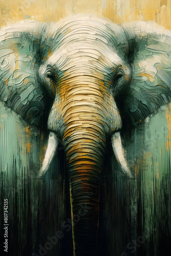 AI generated illustration of a digital painting capturing the grace and majesty of an elephant
