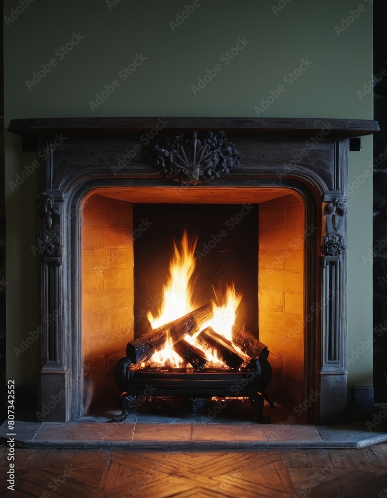 fireplace with burning logs fireplace with burning logs