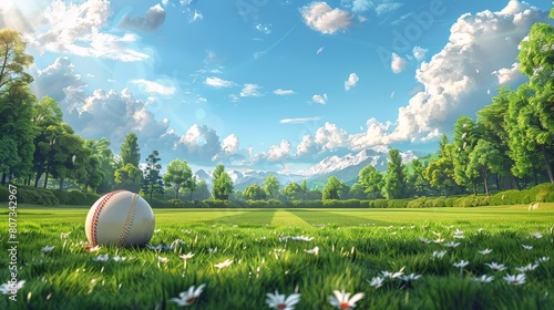 Baseball on Lush Green Field
