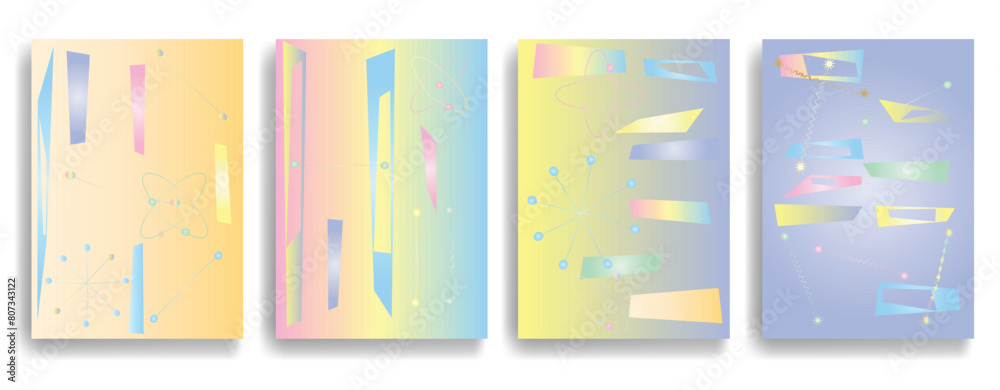 Fototapeta premium Vintage poster with mid century modern design elements . Wall art . Vector abstract shape.