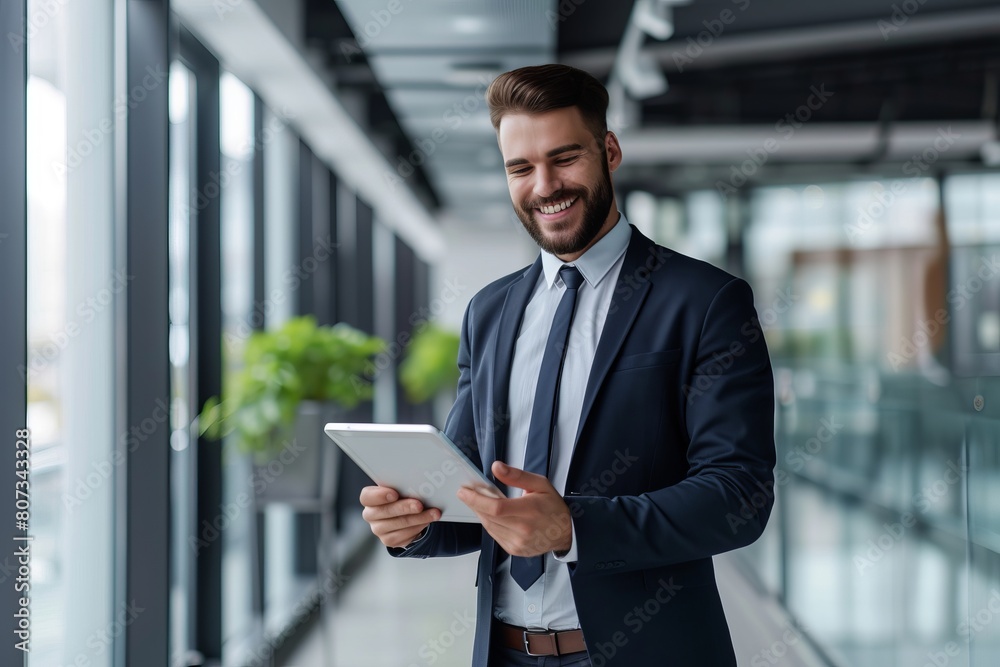 Man in Suit and Tie Holding Tablet Man in Suit and Tie Holding Tablet