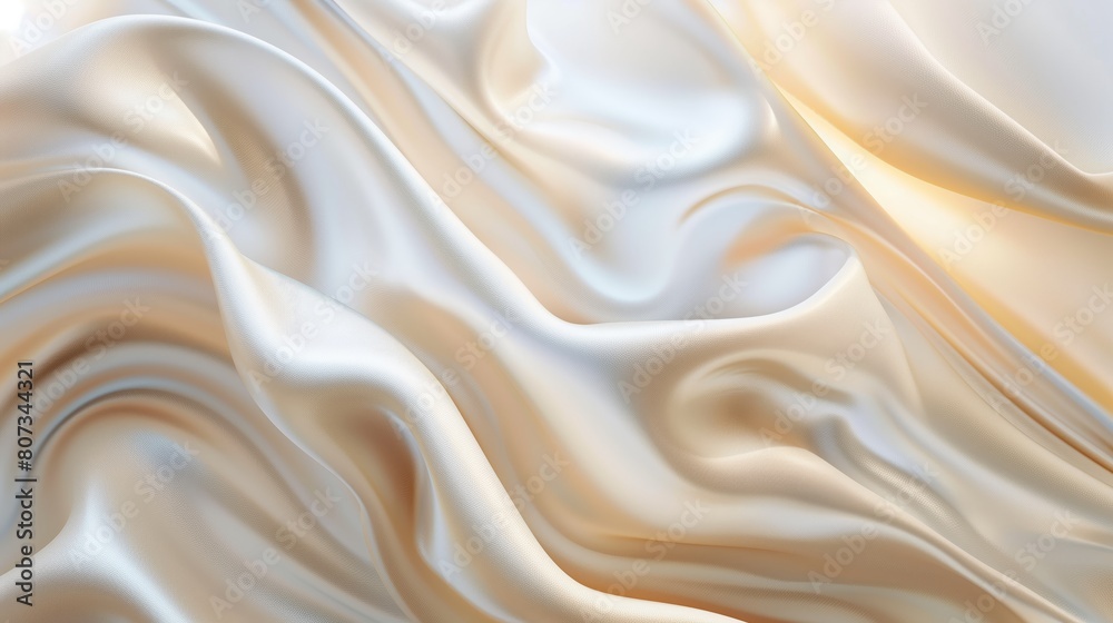 Fototapeta premium An abstract biege curved silk texture. Wavy fluid modern deluxe background.